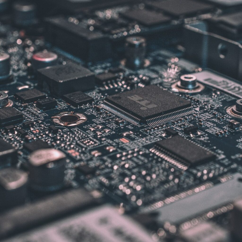 Computer hardware components close up